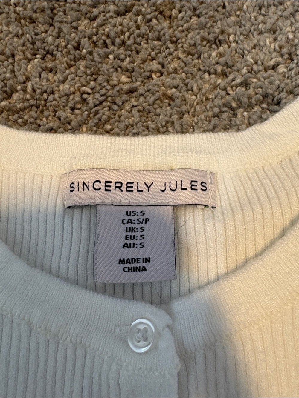 Sincerely Jules Cream Ribbed Button-Front Cardigan - Picture 2 of 2